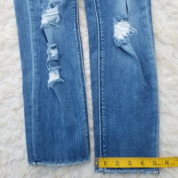 Distressed Skinny Jeans Vervet Blue Size 27 Stretch Denim Midrise Ankle Crop - Picture 3 of 9